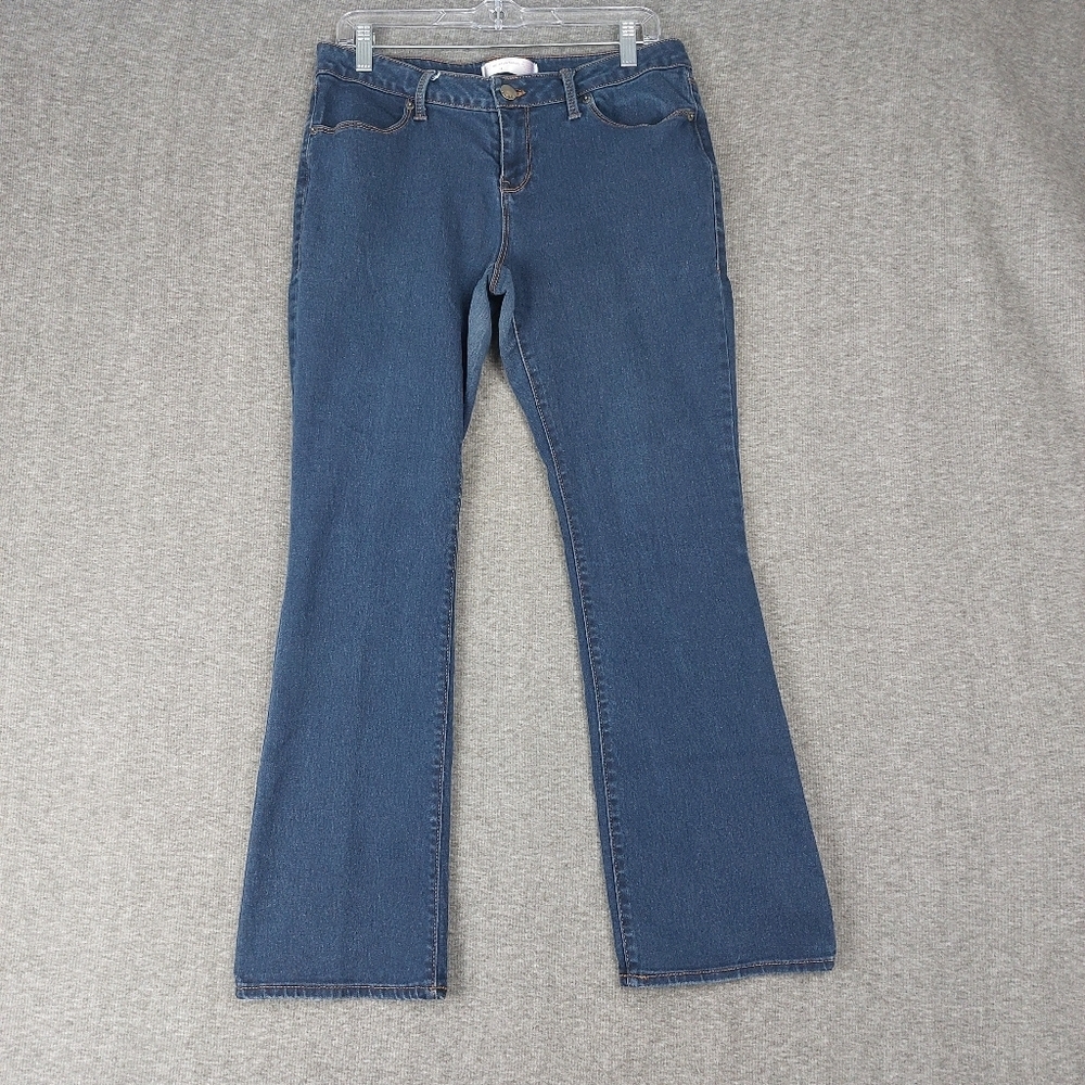 NO BOUNDARIES JEANS WOMENS BLUE DARK WASH STRAIGHT LEG MIDRISE DENIM PANTS SZ 15